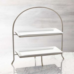 2 Tier Iron Rectangular Serving Plate Stands